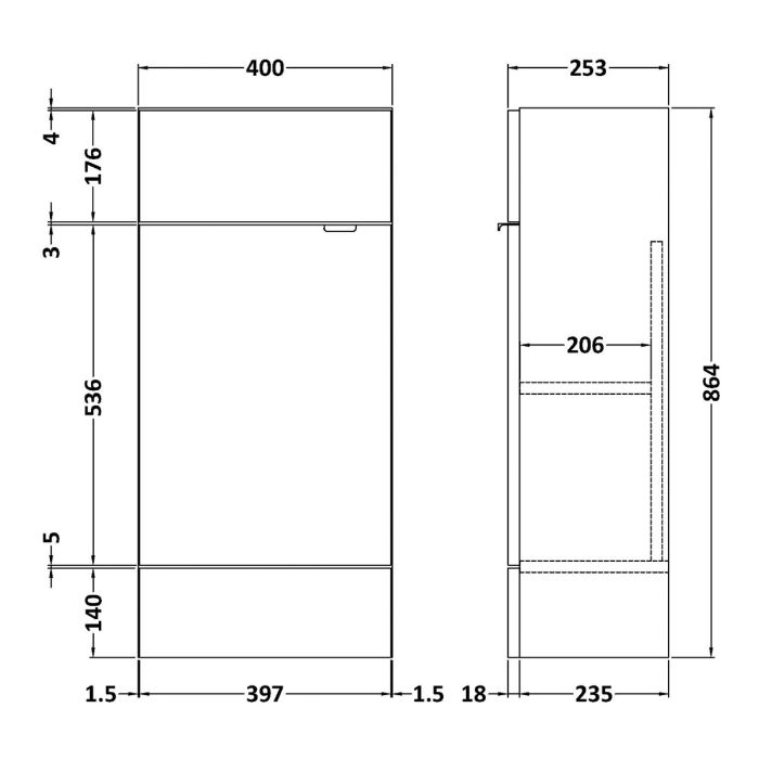 Dezine Sheaf 400mm Nithline Grey Gloss Vanity Unit