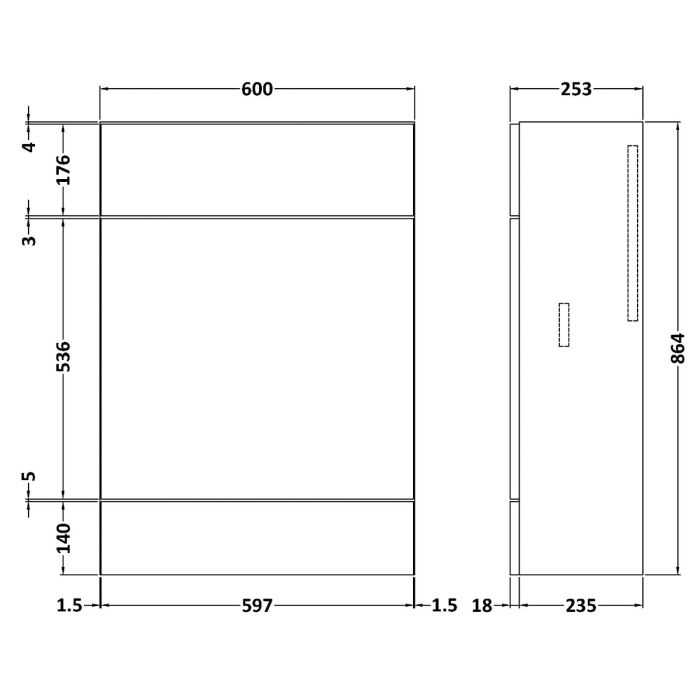 Dezine Sheaf 600mm Nithline Grey Gloss WC Unit