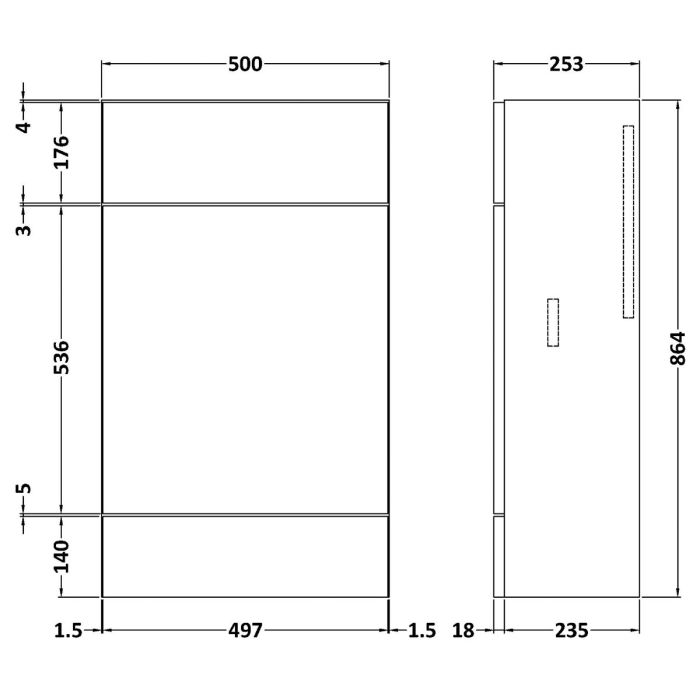 Dezine Sheaf 500mm Nithline Grey Gloss WC Unit