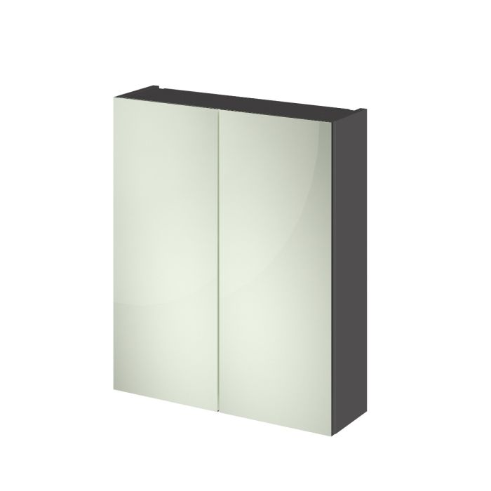 Dezine Sheaf 600mm Nithline Grey Gloss Double Door Mirror Unit