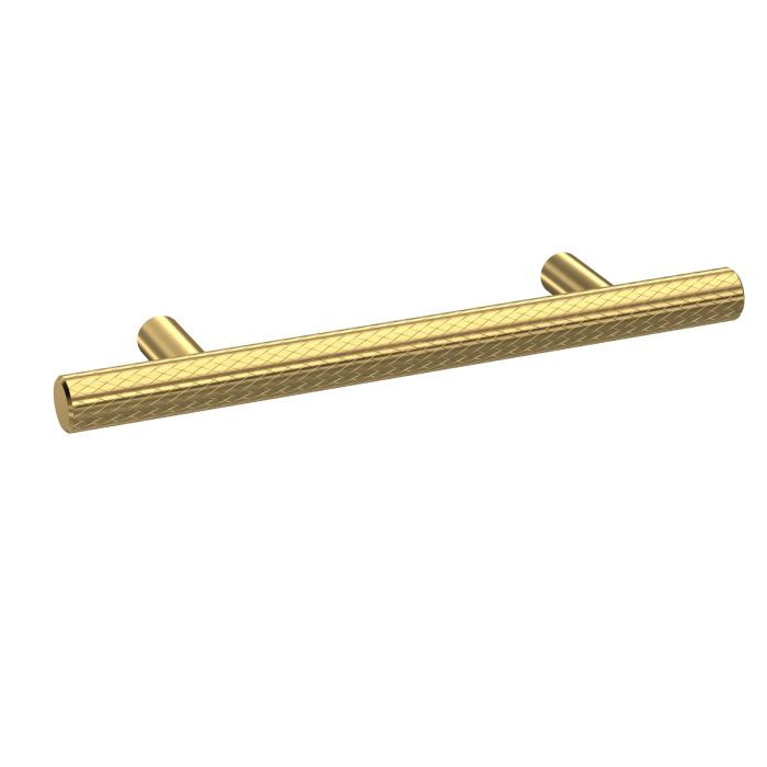 Dezine Knurled Bar Handle, Brushed Brass, 96mm Centres