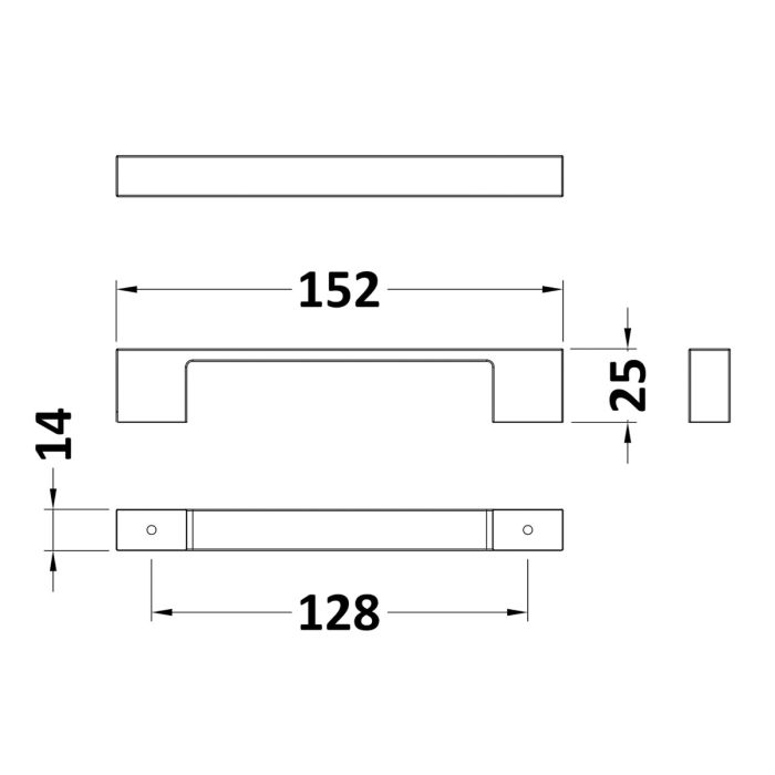 Dezine Square Handle, Chrome, 128mm Centres