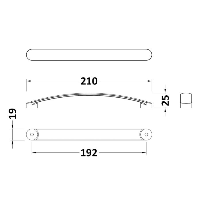 Dezine Standard Strap Handle, Chrome, 192mm Centres