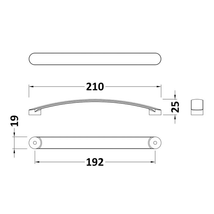 Dezine Standard Strap Handle, Matt Black, 192mm Centres