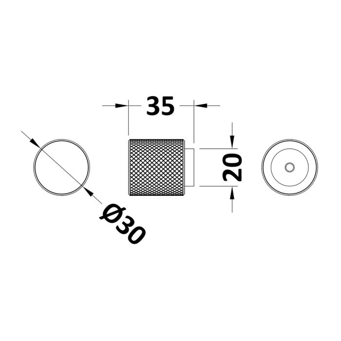 Dezine Knurled Knob Handle, Chrome