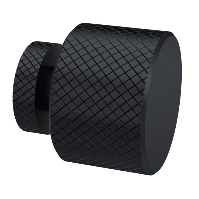 Dezine Knurled Knob Handle, Matt Black