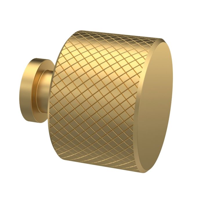 Dezine Knurled Knob Handle, Brushed Brass