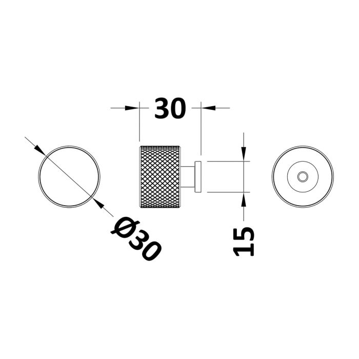 Dezine Knurled Knob Handle, Brushed Brass