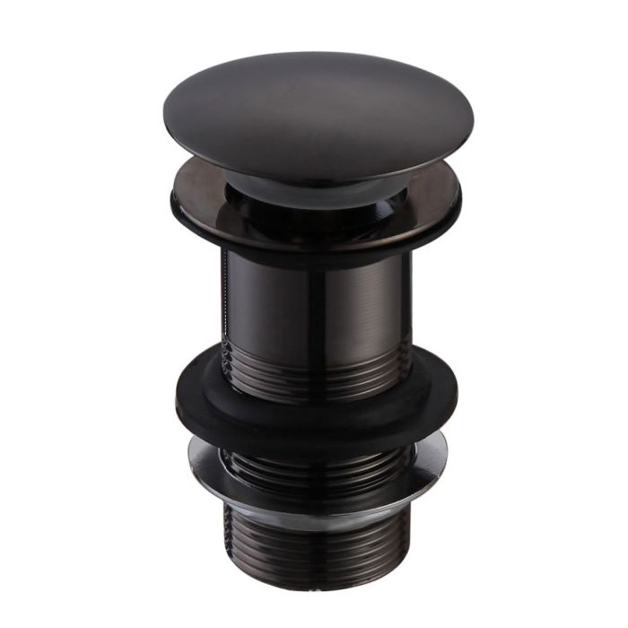 Dezine Matt Black Push Button Basin Waste, Unslotted