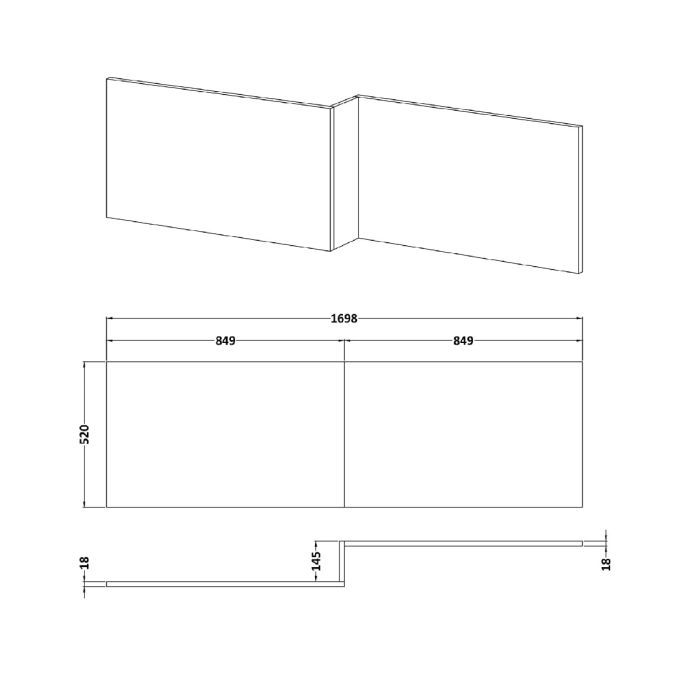 Dezine Light Gloss Grey 1700mm L Shaped Bath Panel