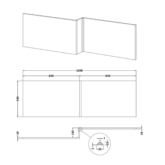 Dezine Chew Grey 1700mm L Shaped Bath Panel