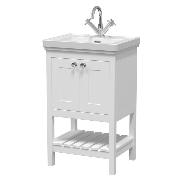 Dezine Forth 500mm Pure White 1 Tap Hole Floorstanding Vanity Unit