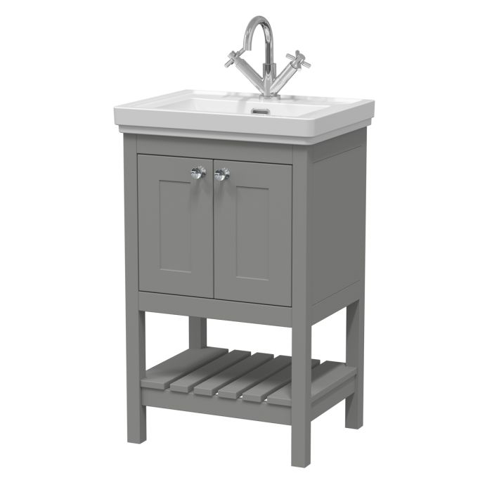 Dezine Forth 500mm Cool Grey 1 Tap Hole Floorstanding Vanity Unit