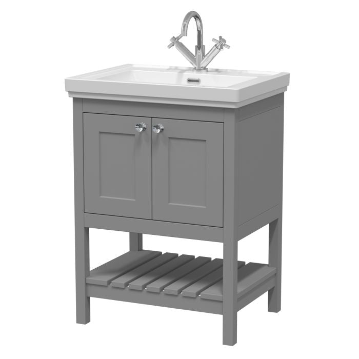 Dezine Forth 600mm Cool Grey 1 Tap Hole Floorstanding Vanity Unit