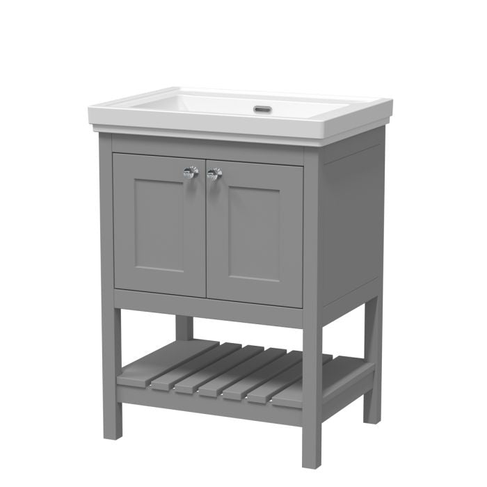 Dezine Forth 600mm Cool Grey 0 Tap Hole Floorstanding Vanity Unit