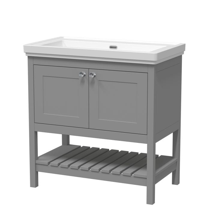 Dezine Forth 800mm Cool Grey 0 Tap Hole Floorstanding Vanity Unit