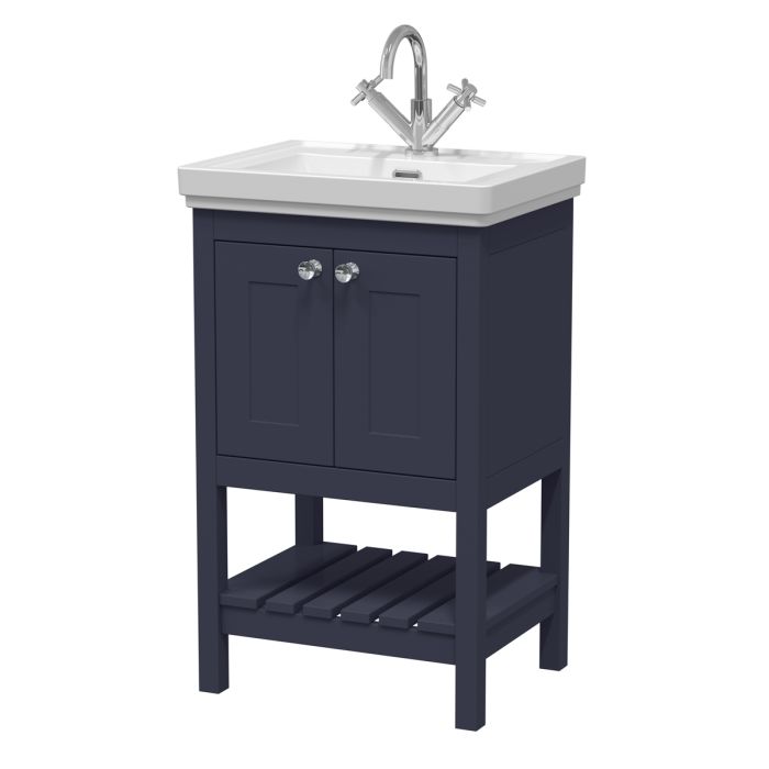 Dezine Forth 500mm Indigo Blue 1 Tap Hole Floorstanding Vanity Unit