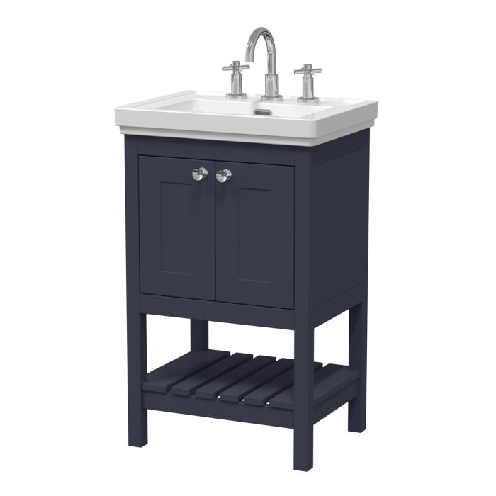 Dezine Forth 500mm Indigo Blue 3 Tap Hole Floorstanding Vanity Unit