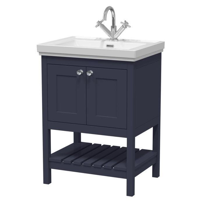 Dezine Forth 600mm Indigo Blue 1 Tap Hole Floorstanding Vanity Unit