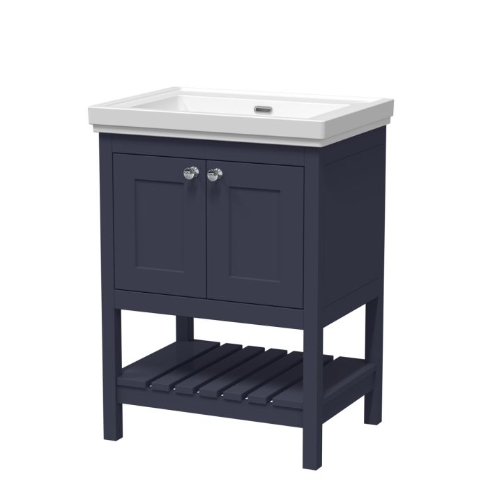 Dezine Forth 600mm Indigo Blue 0 Tap Hole Floorstanding Vanity Unit