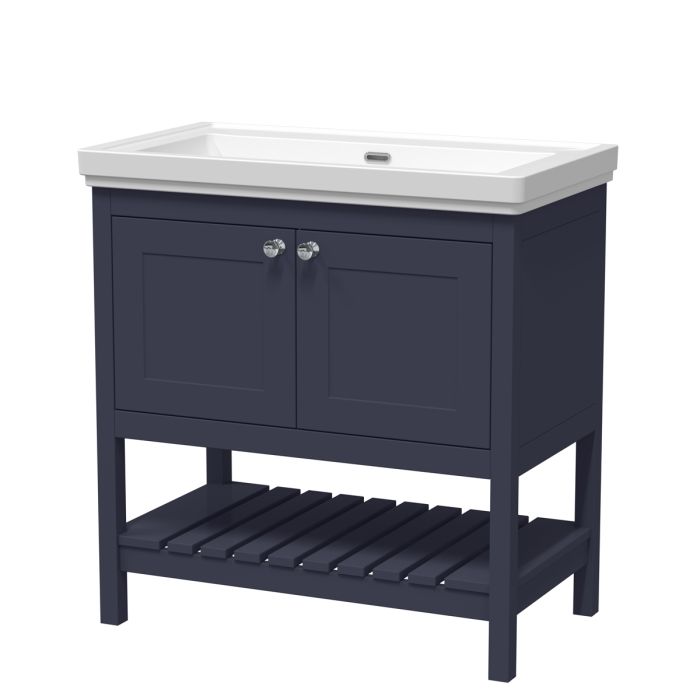 Dezine Forth 800mm Indigo Blue 0 Tap Hole Floorstanding Vanity Unit