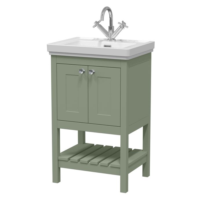 Dezine Forth 500mm Han Green 1 Tap Hole Floorstanding Vanity Unit