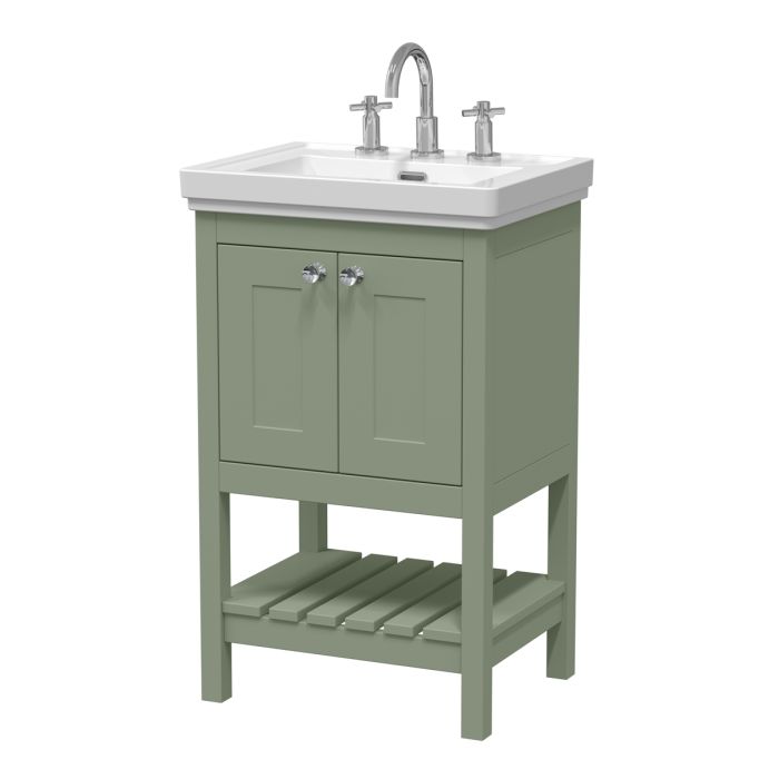 Dezine Forth 500mm Han Green 3 Tap Hole Floorstanding Vanity Unit