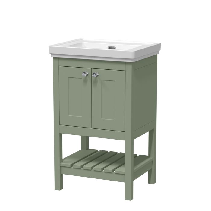 Dezine Forth 500mm Han Green 0 Tap Hole Floorstanding Vanity Unit