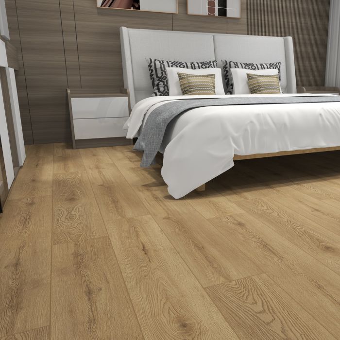 Dezine Natural Oak 1220 x 183mm Solidcore Waterproof Click Flooring Planks (Pack of 8) - 1.79m Per Pack