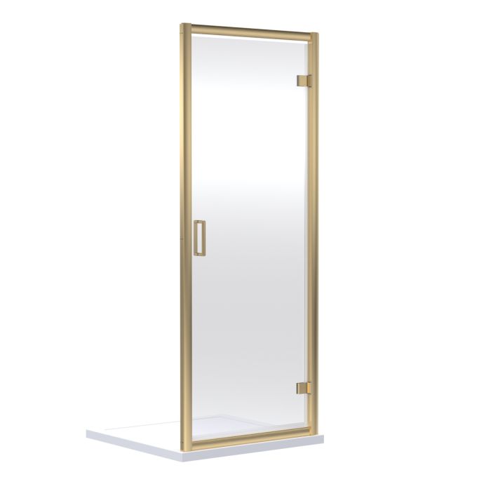 Dezine 6mm 700mm Brushed Brass Hinged Shower Door