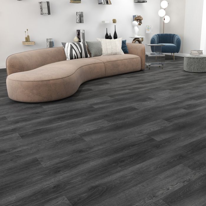 Dezine Anthracite 1220 x 183mm Solidcore Waterproof Click Flooring Planks (Pack of 8) - 1.79m Per Pack