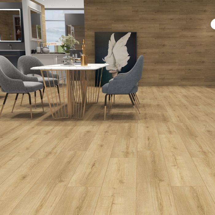 Dezine Natural Oak 1220 x 183mm Solidcore Waterproof Click Flooring Planks (Pack of 8) - 1.79m Per Pack