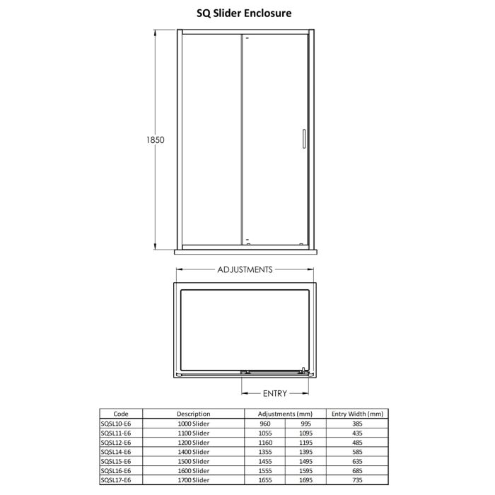 Dezine 6mm 1200mm Brushed Brass Sliding Shower Door