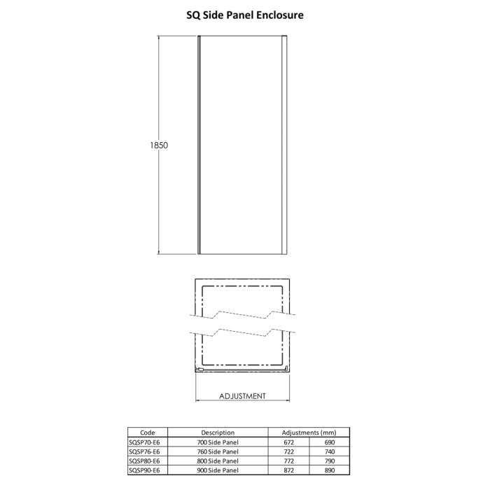 Dezine 6mm 900mm Brushed Brass Enclosure Side Panel