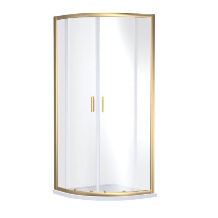 Dezine 6mm, 900x900mm Brushed Brass Quadrant Shower Enclosure