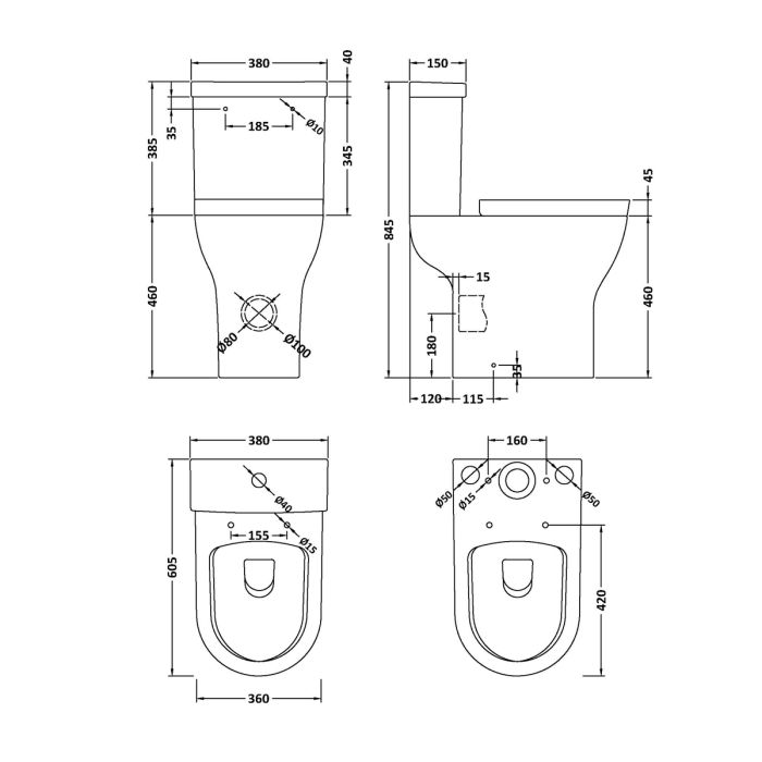 Dezine Alton Comfort Height Close Coupled Toilet with Soft Close Seat