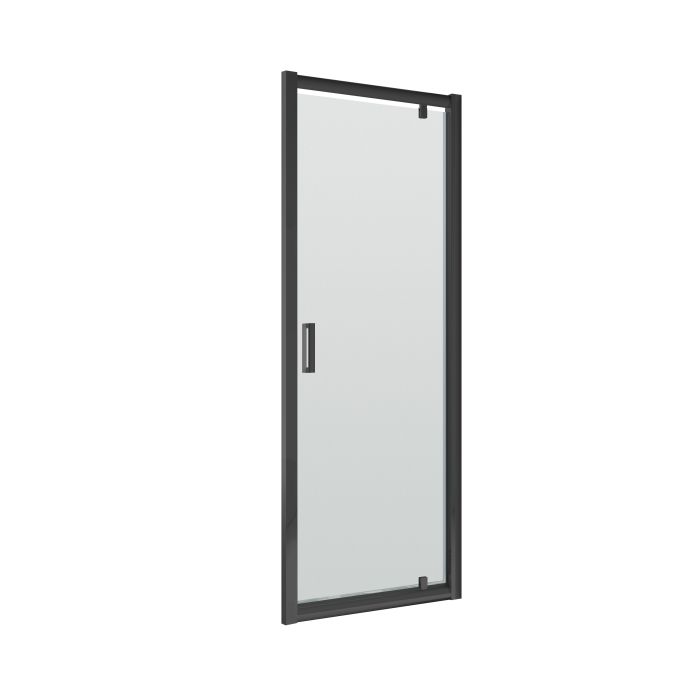 Dezine 6mm, 760mm Matt Black Pivot Shower Door