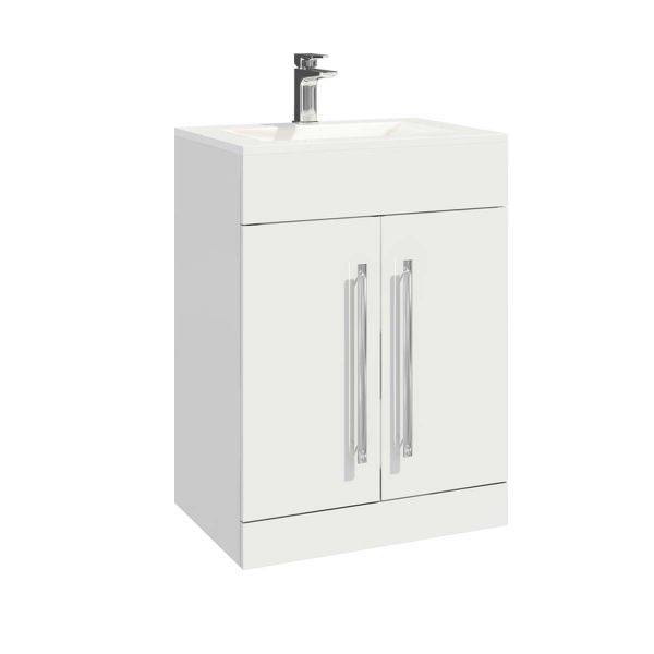 Dezine Nene 600mm Gloss White Floorstanding Vanity Unit