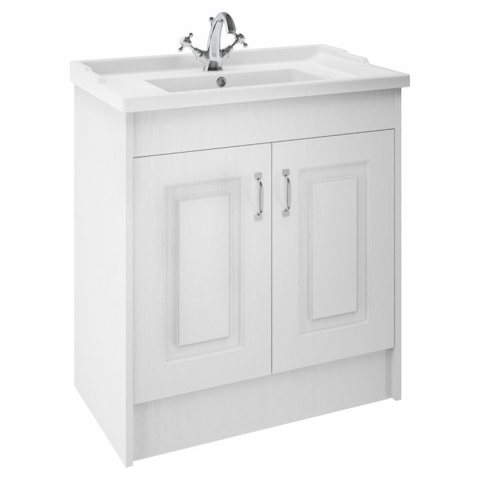 Dezine Greta 800mm White Floor Standing Vanity Unit