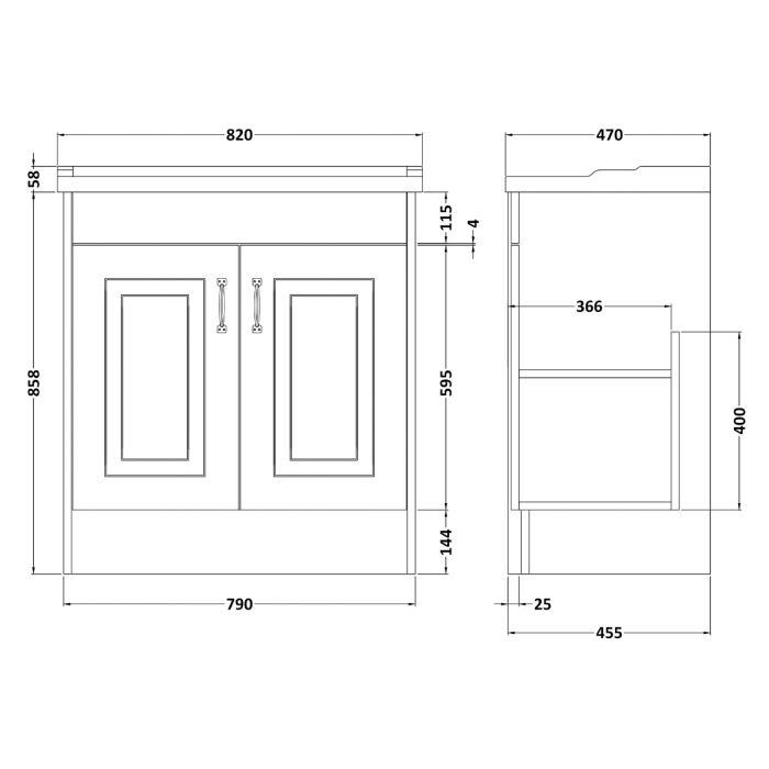 Dezine Greta 800mm White Floor Standing Vanity Unit