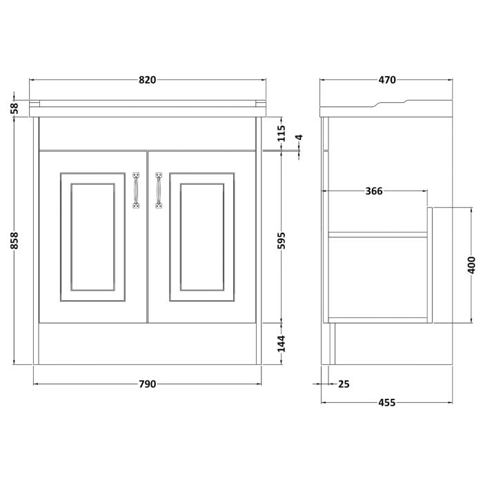 Dezine Greta 800mm Soft Grey Floor Standing Vanity Unit