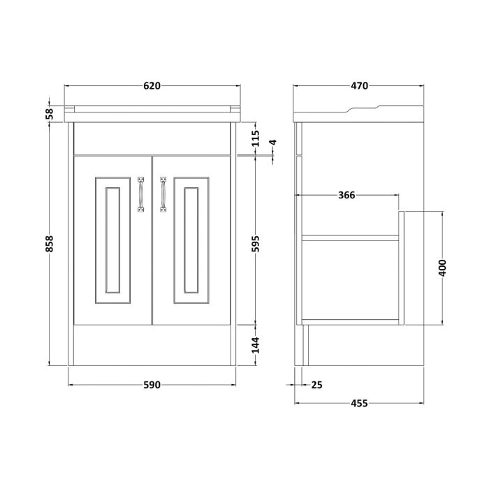 Dezine Greta 600mm Dark Grey Floor Standing Vanity Unit