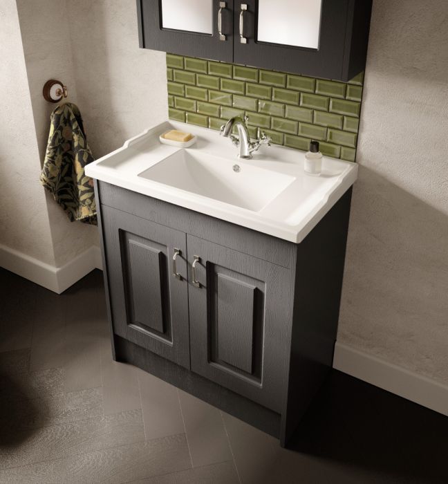 Dezine Greta 800mm Dark Grey Floor Standing Vanity Unit