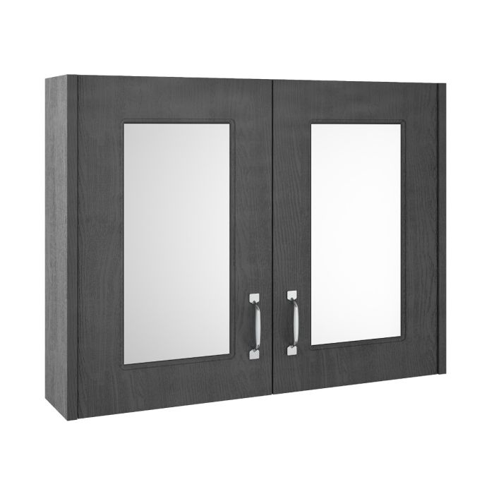 Dezine Double Door Mirror Unit Dark Grey