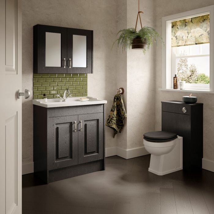 Dezine Double Door Mirror Unit Dark Grey