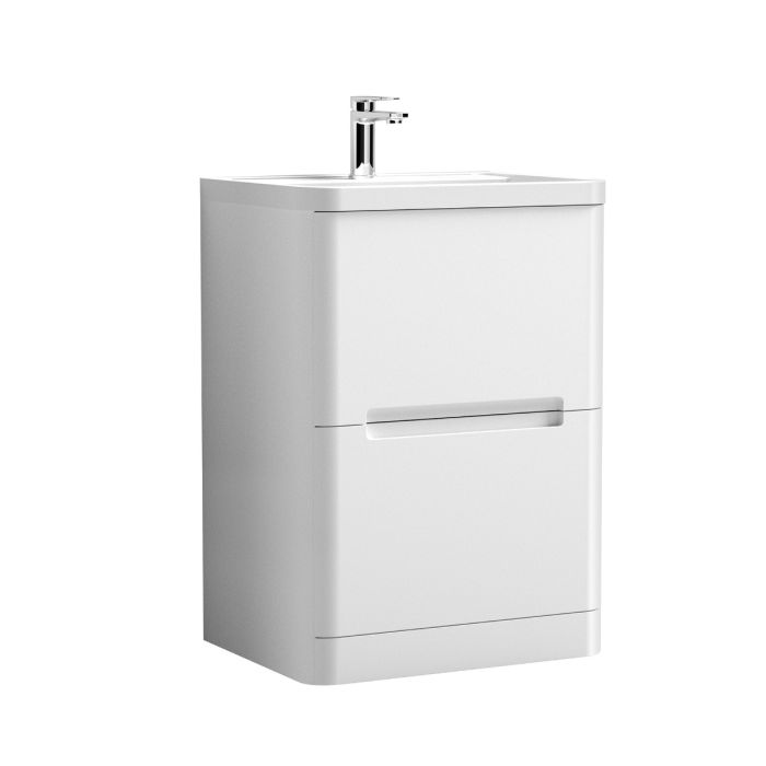 Dezine Nairn 600mm Satin White Floorstanding Vanity Unit