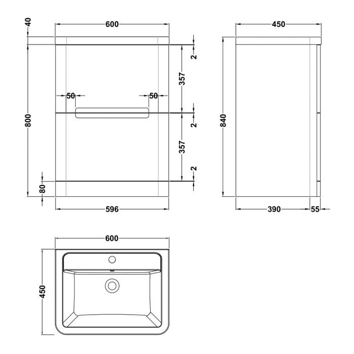 Dezine Nairn 600mm Satin White Floorstanding Vanity Unit