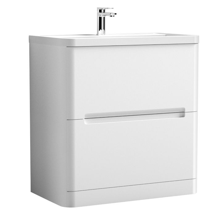 Dezine Nairn 800mm Satin White Floorstanding Vanity Unit