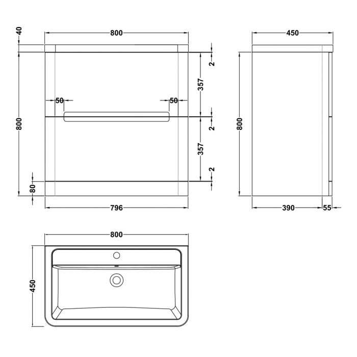 Dezine Nairn 800mm Satin White Floorstanding Vanity Unit