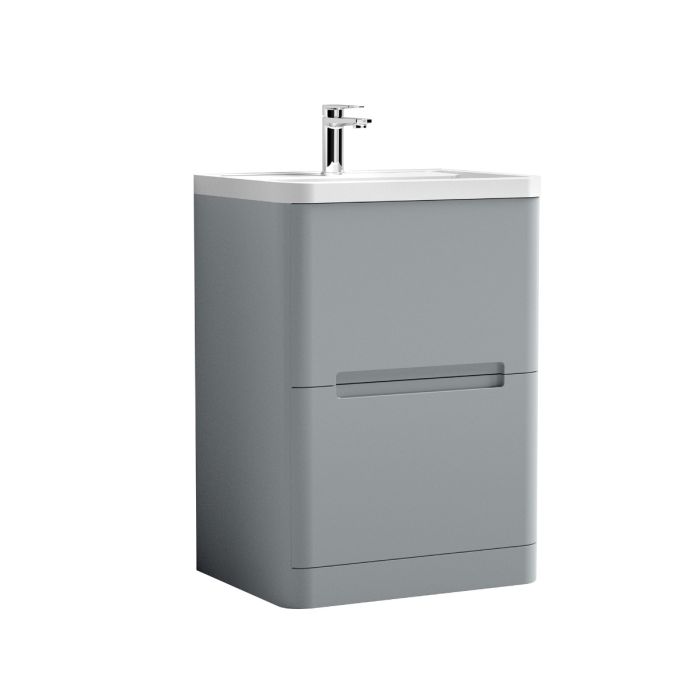 Dezine Nairn 600mm Satin Grey Floorstanding Vanity Unit